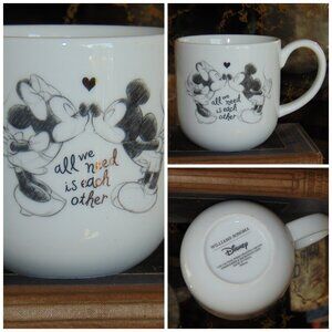 Williams Sonoma X Disney Mug Cup Mickey Minnie Mouse All we need is each other